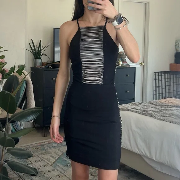 Missguided | Dresses | Missguided Black Fringe Side Bodycon Dress | Poshmark